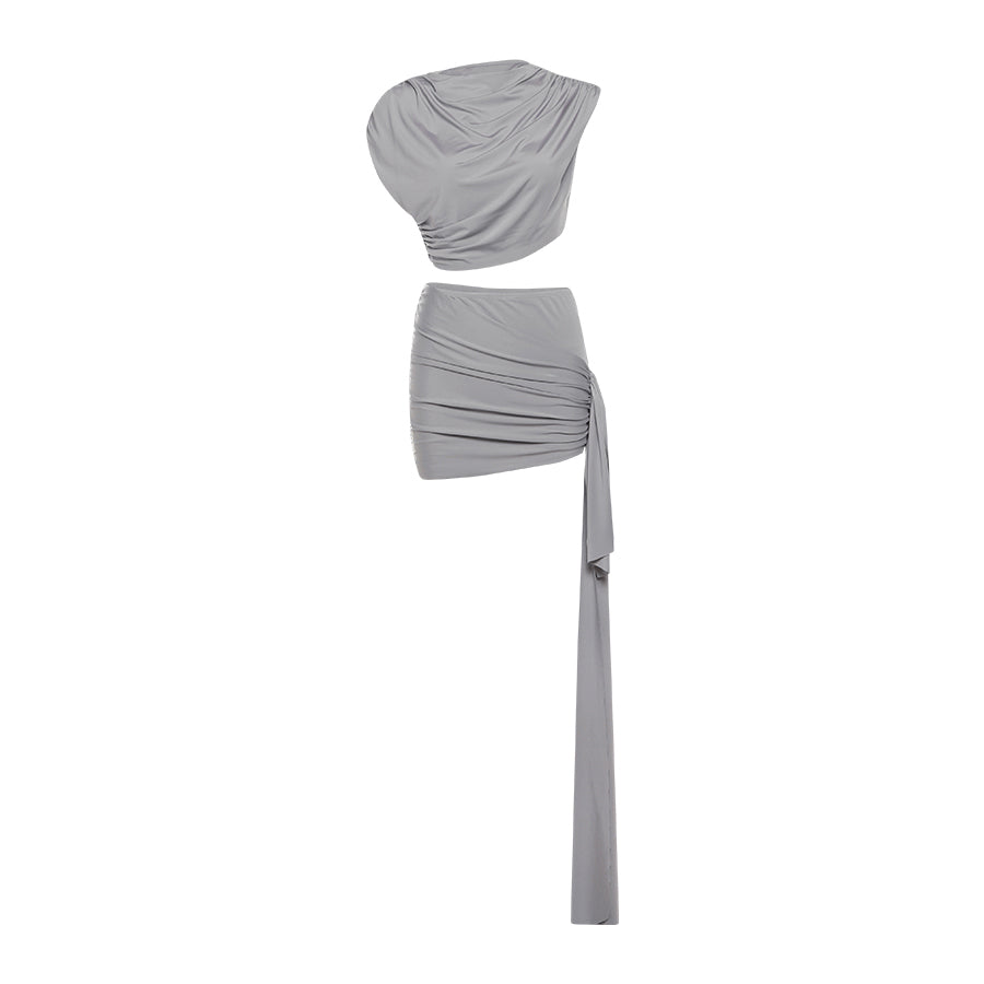 Asymmetrisches Zweiteiler-Set mit Drapierung