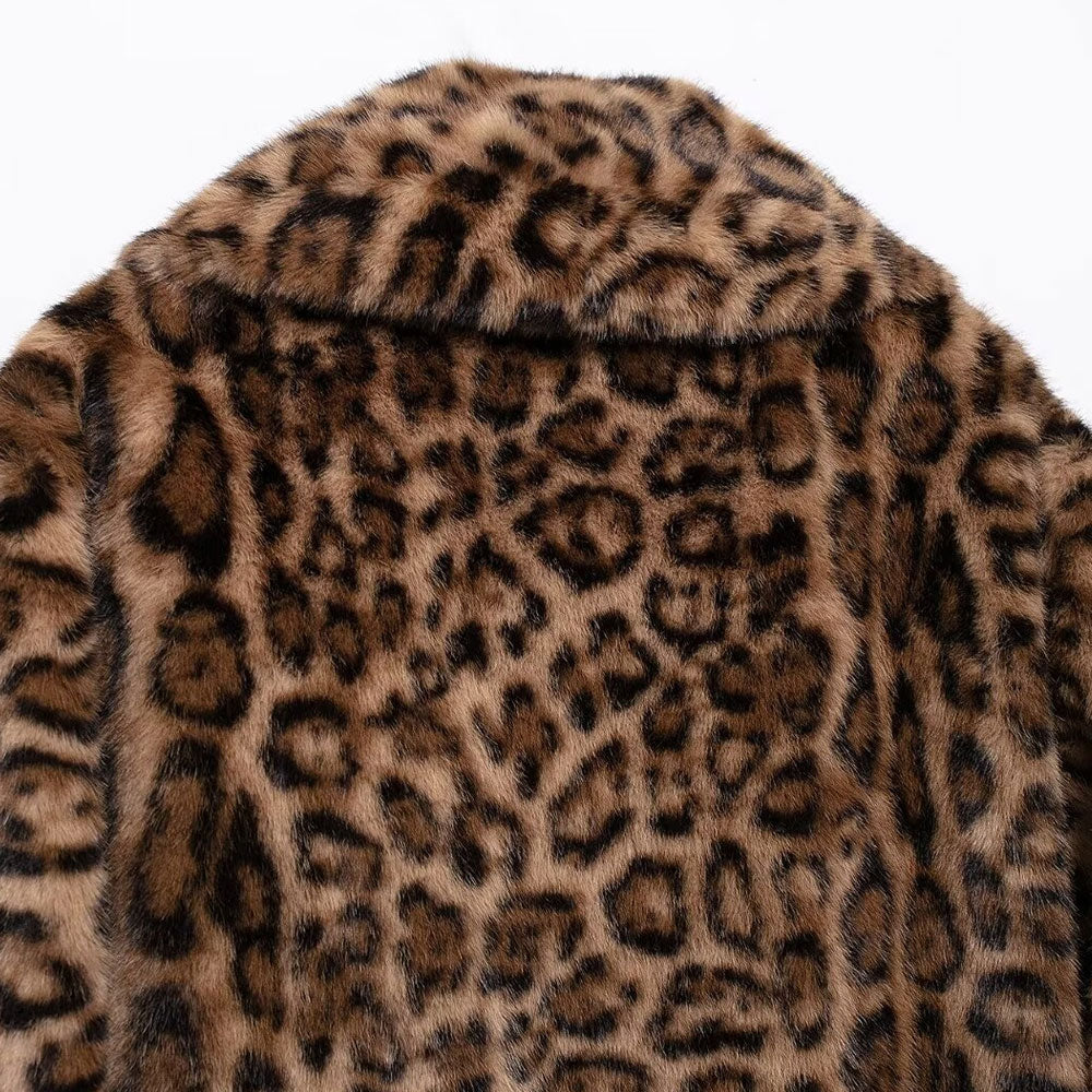 Leopard Kunstfelljacke Damen | Trendige Herbst & Winter Jacke