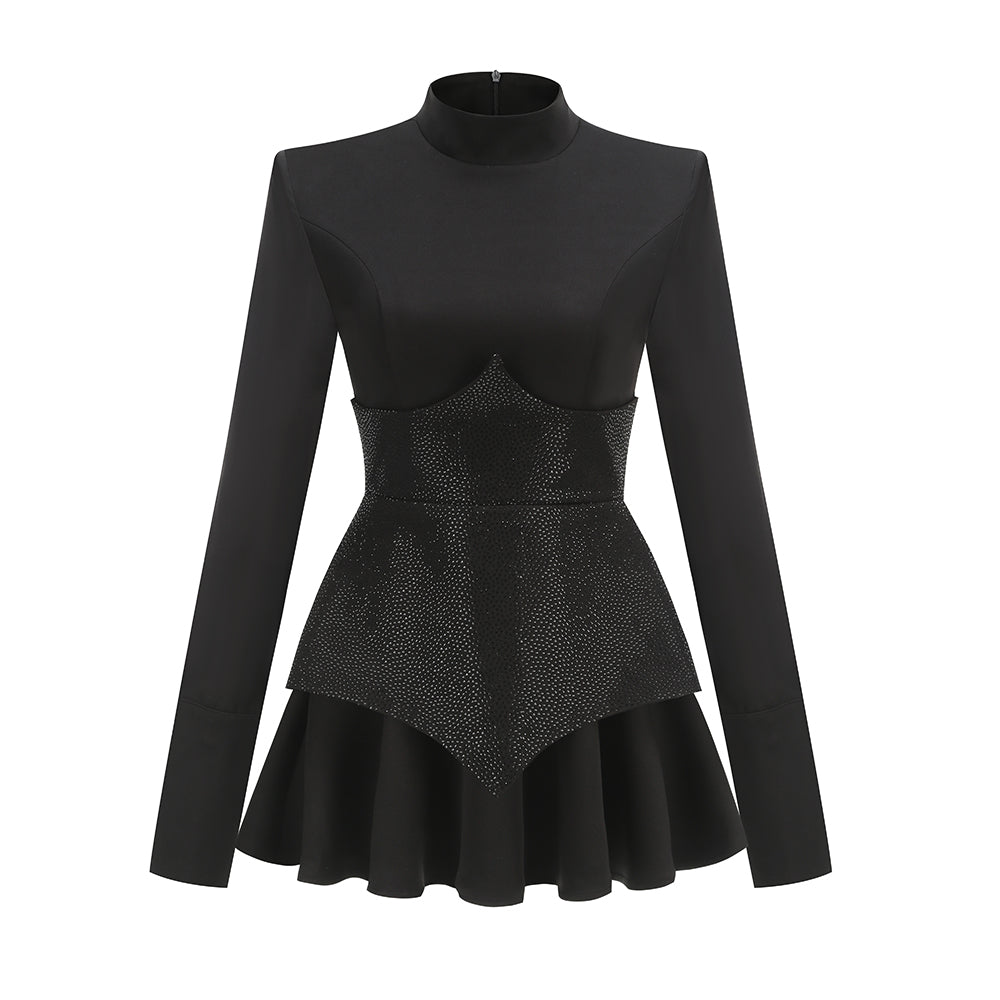 Peplum Oberteil Damen | Elegantes Top mit Glitzer-Corset