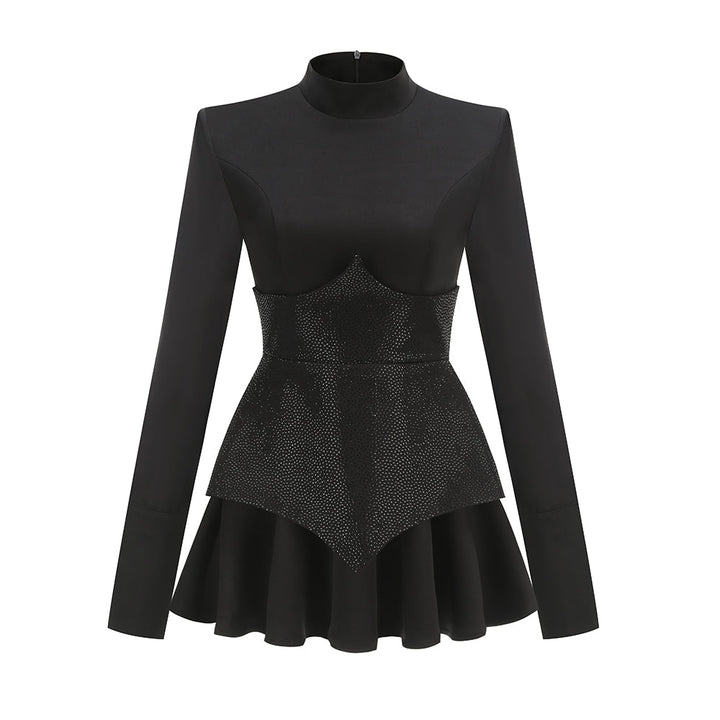 Peplum Oberteil Damen | Elegantes Top mit Glitzer-Corset
