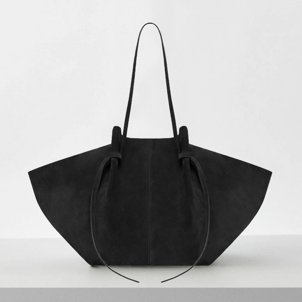 Eleganter Shopper aus Wildleder-Imitat mit Knotendetails