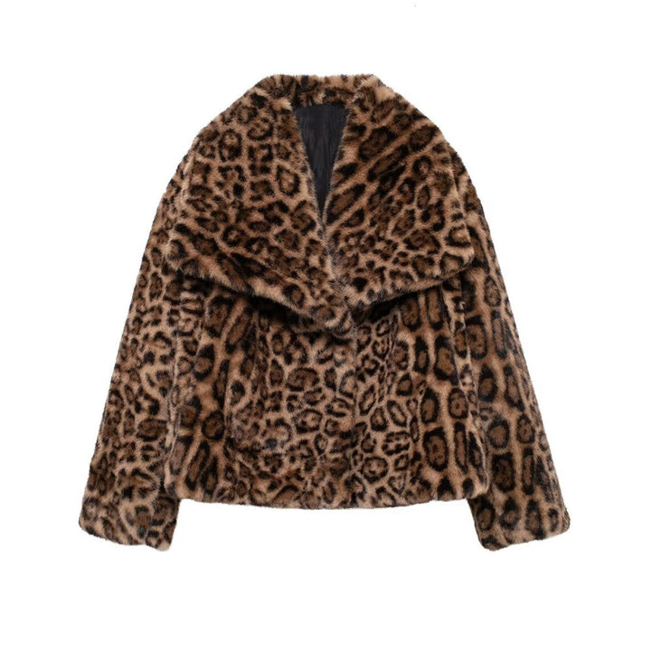 Leopard Kunstfelljacke Damen | Trendige Herbst & Winter Jacke