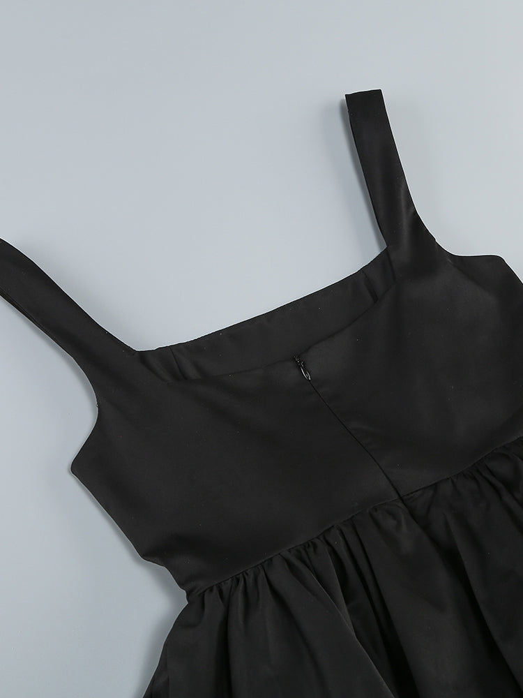 Rüschen Minikleid Damen | Zweifarbiges Abendkleid Schwarz-Creme