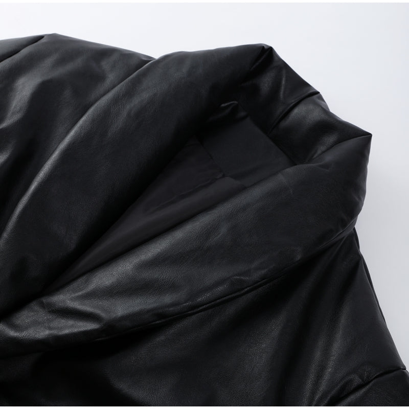 Oversized Lederjacke Damen | Schwarze Jacke im Lederlook