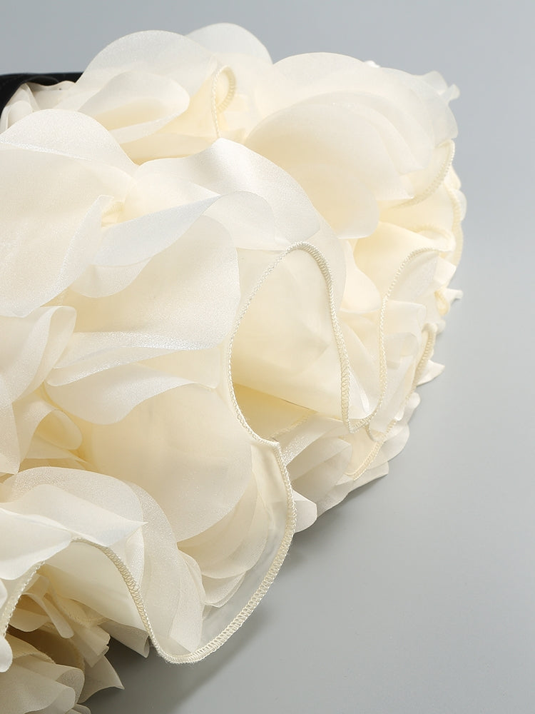 Rüschen Minikleid Damen | Zweifarbiges Abendkleid Schwarz-Creme