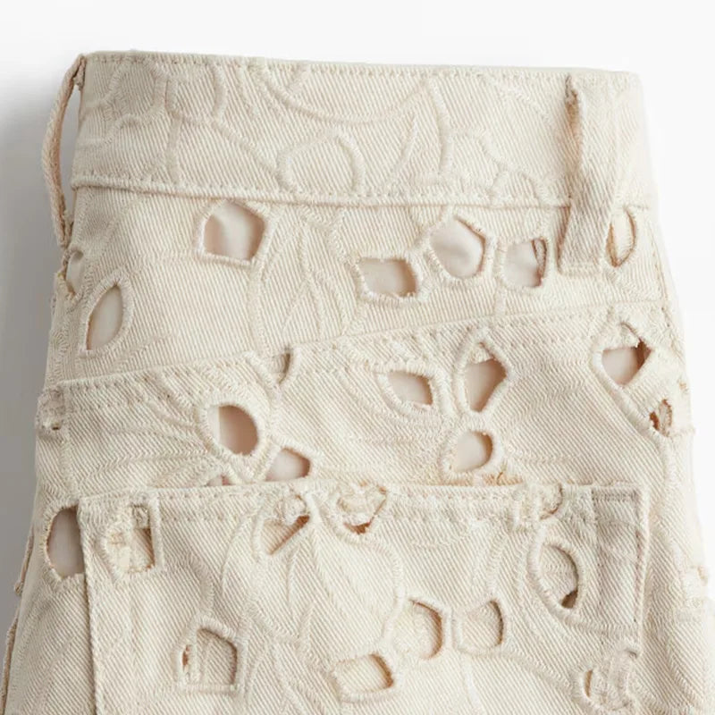 Vintage Jeans Damen | Denim mit Blumenprint