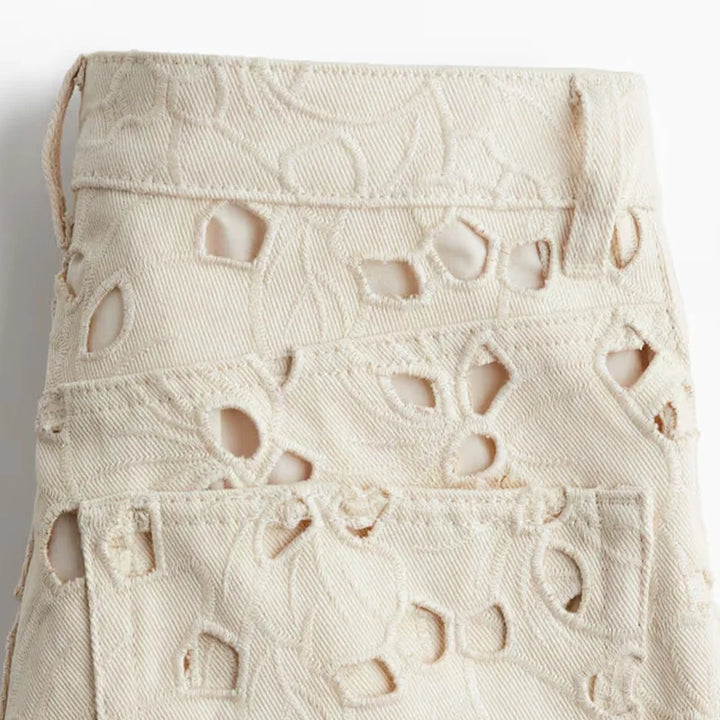 Vintage Jeans Damen | Denim mit Blumenprint