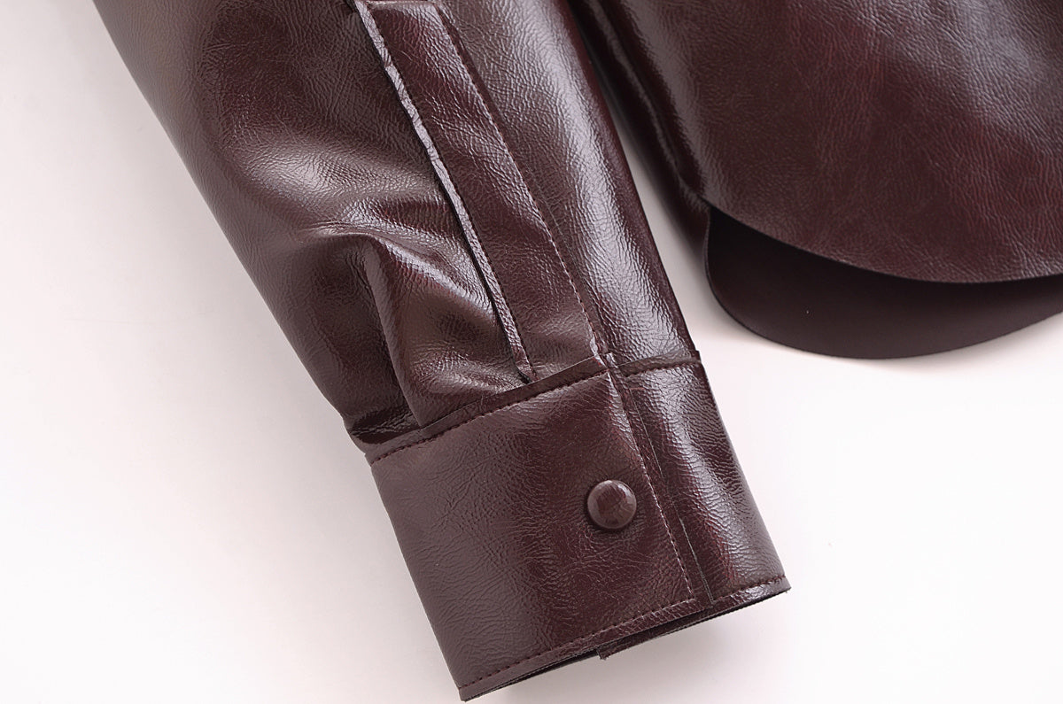 Stylisches Damen Rock-Set aus Kunstleder | Zweiteilig Jacke & Minirock