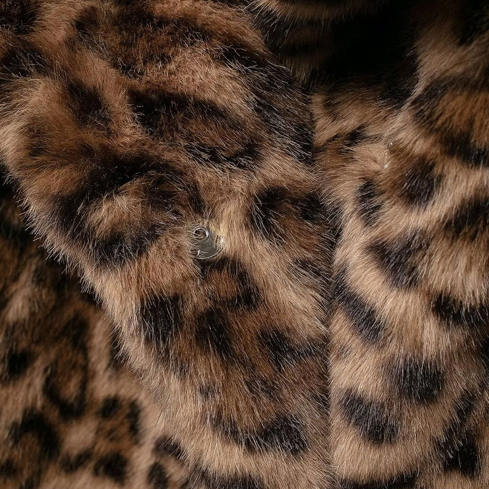 Leopard Kunstfelljacke Damen | Trendige Herbst & Winter Jacke
