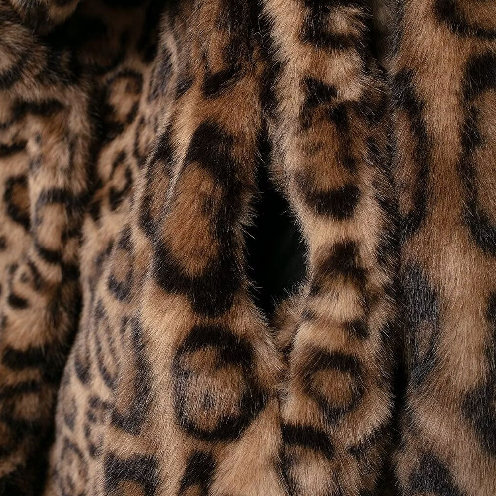 Leopard Kunstfelljacke Damen | Trendige Herbst & Winter Jacke