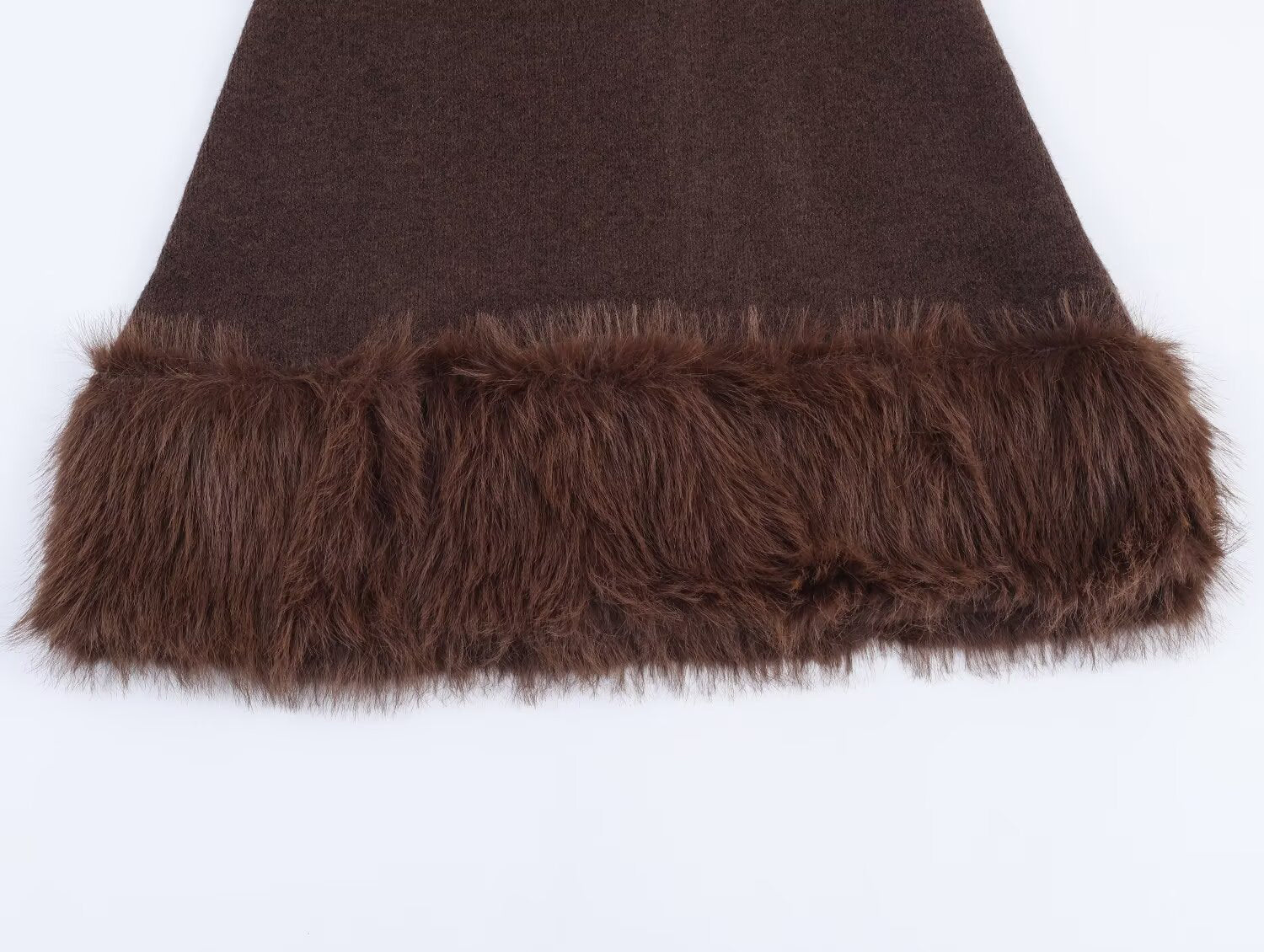 Wollkleid Damen | Elegantes Kleid mit Kunstfellsaum