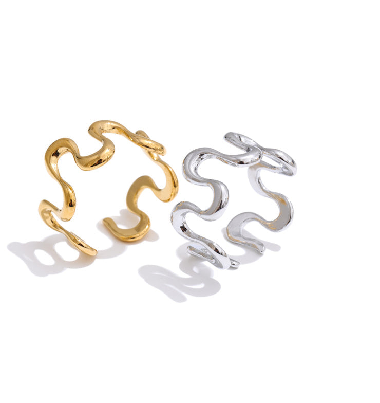 Minimalistischer Damen-Ring | Unregelmäßiges Design in Gold & Silber