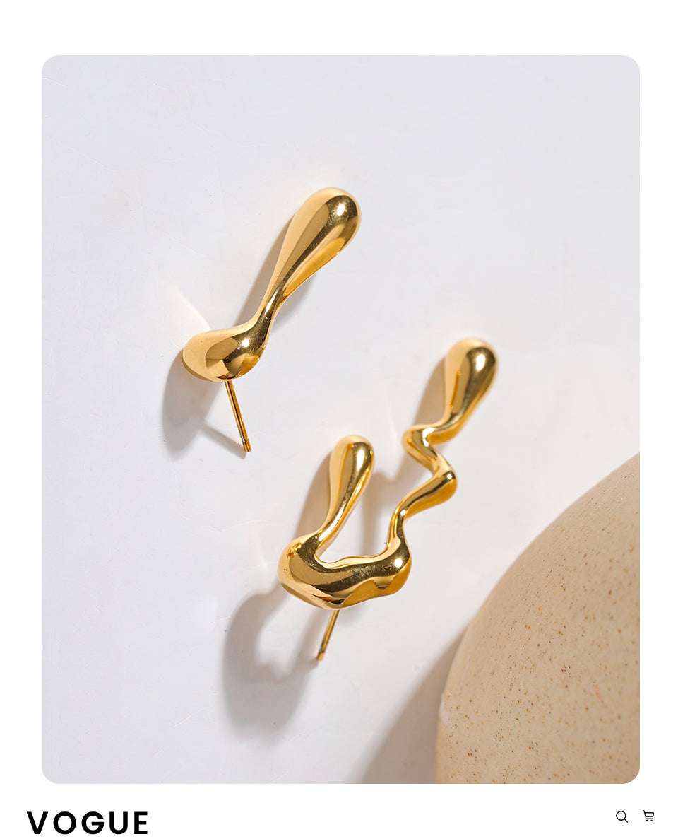 Asymmetrische Ohrstecker Damen | Große Statement-Ohrringe Gold