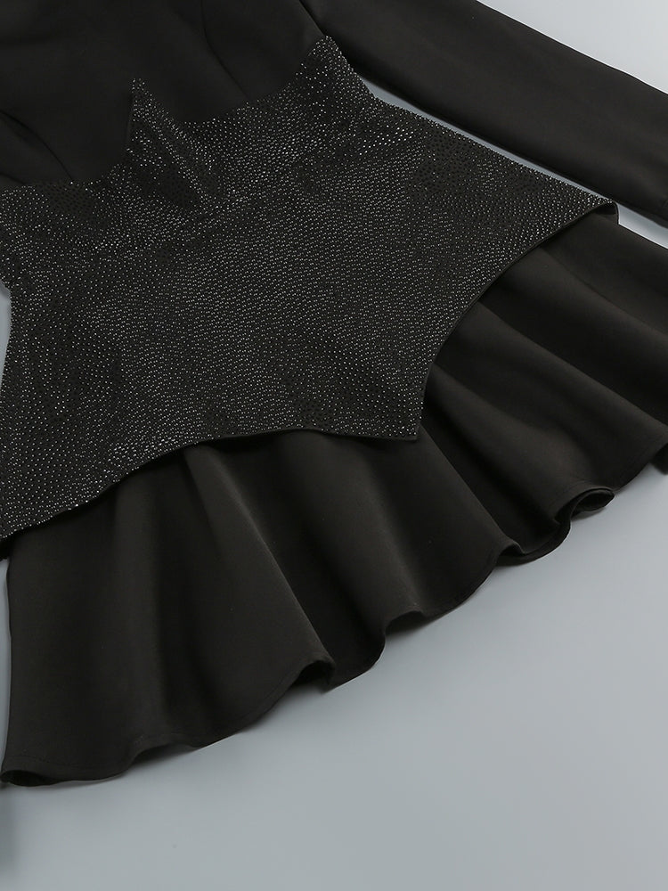 Peplum Oberteil Damen | Elegantes Top mit Glitzer-Corset