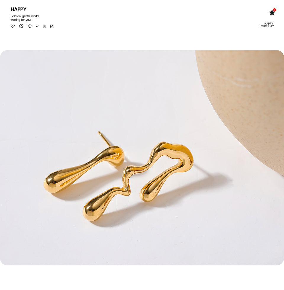 Asymmetrische Ohrstecker Damen | Große Statement-Ohrringe Gold