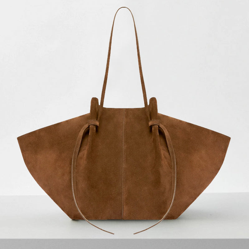 Eleganter Shopper aus Wildleder-Imitat mit Knotendetails