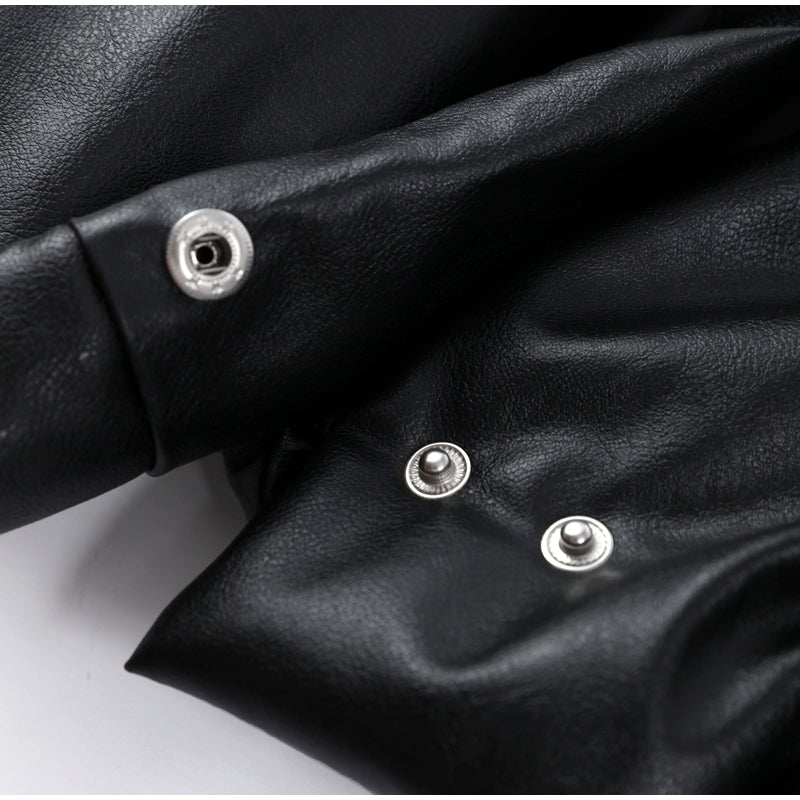 Oversized Lederjacke Damen | Schwarze Jacke im Lederlook