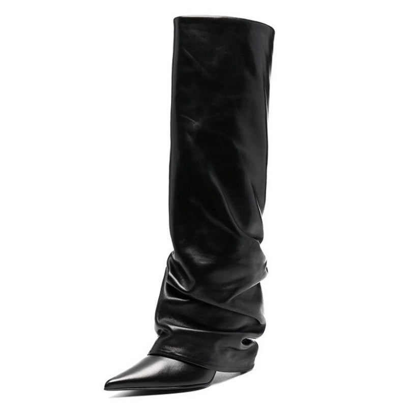 Kniehohe Stiefel Damen | Braun & Schwarz mit hohem Absatz & Spitze