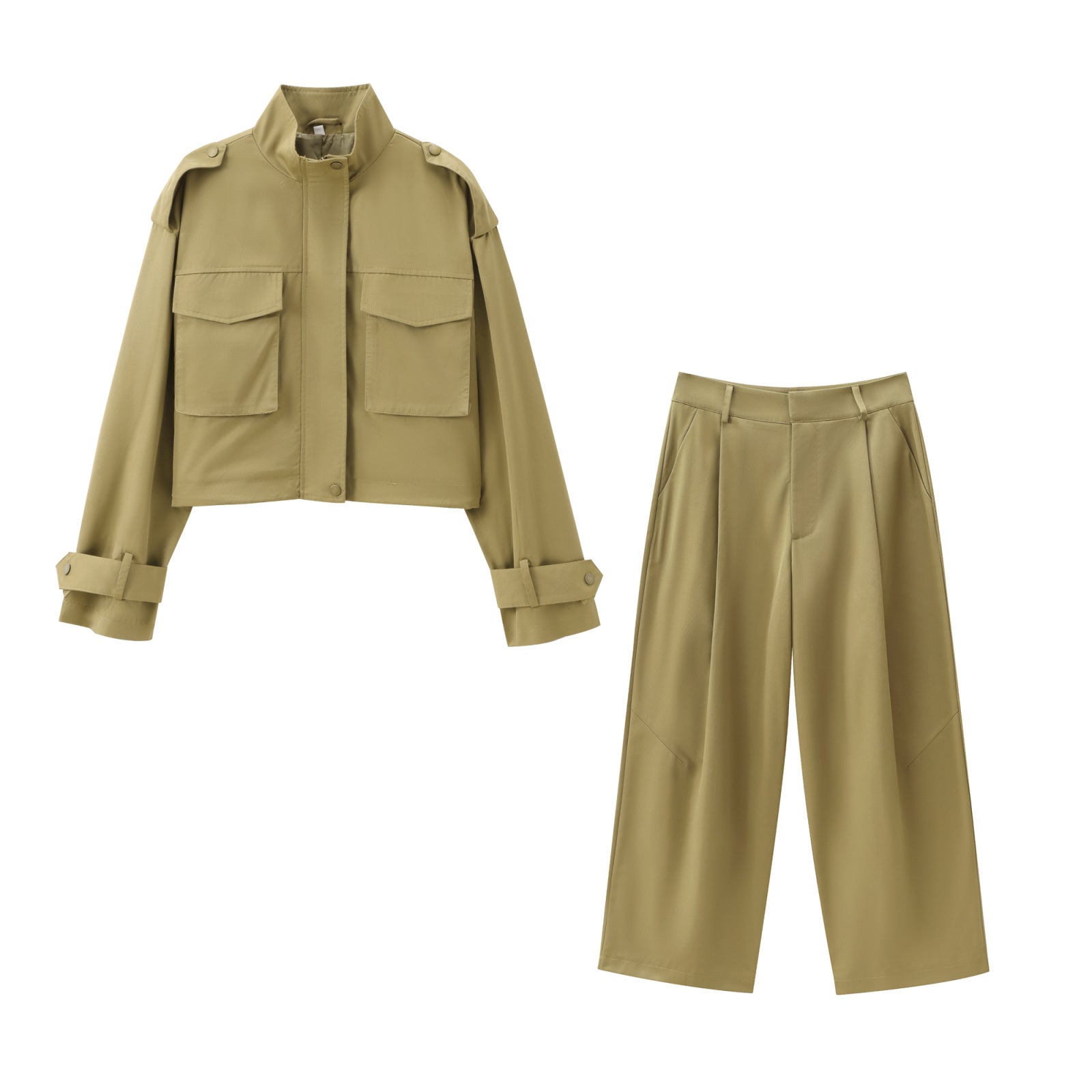 Zweiteiliges Hosen-Set Damen | Modernes Outfit in Khaki