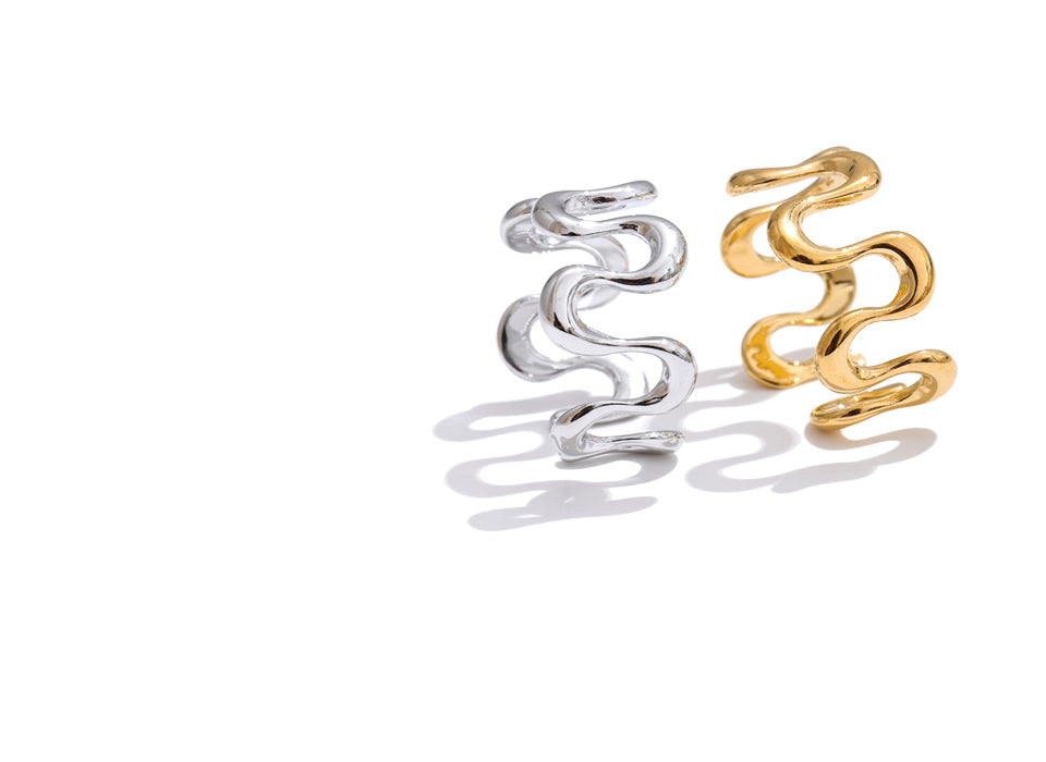 Minimalistischer Damen-Ring | Unregelmäßiges Design in Gold & Silber