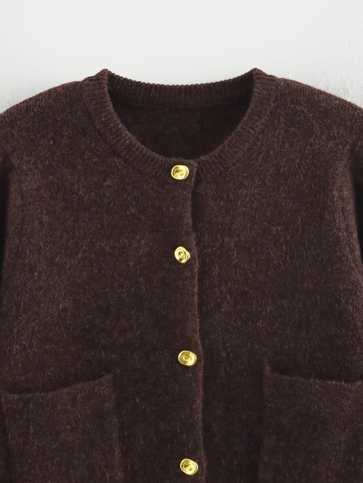 Strickset Damen | Strickjacke & A-Linien-Rock in Braun