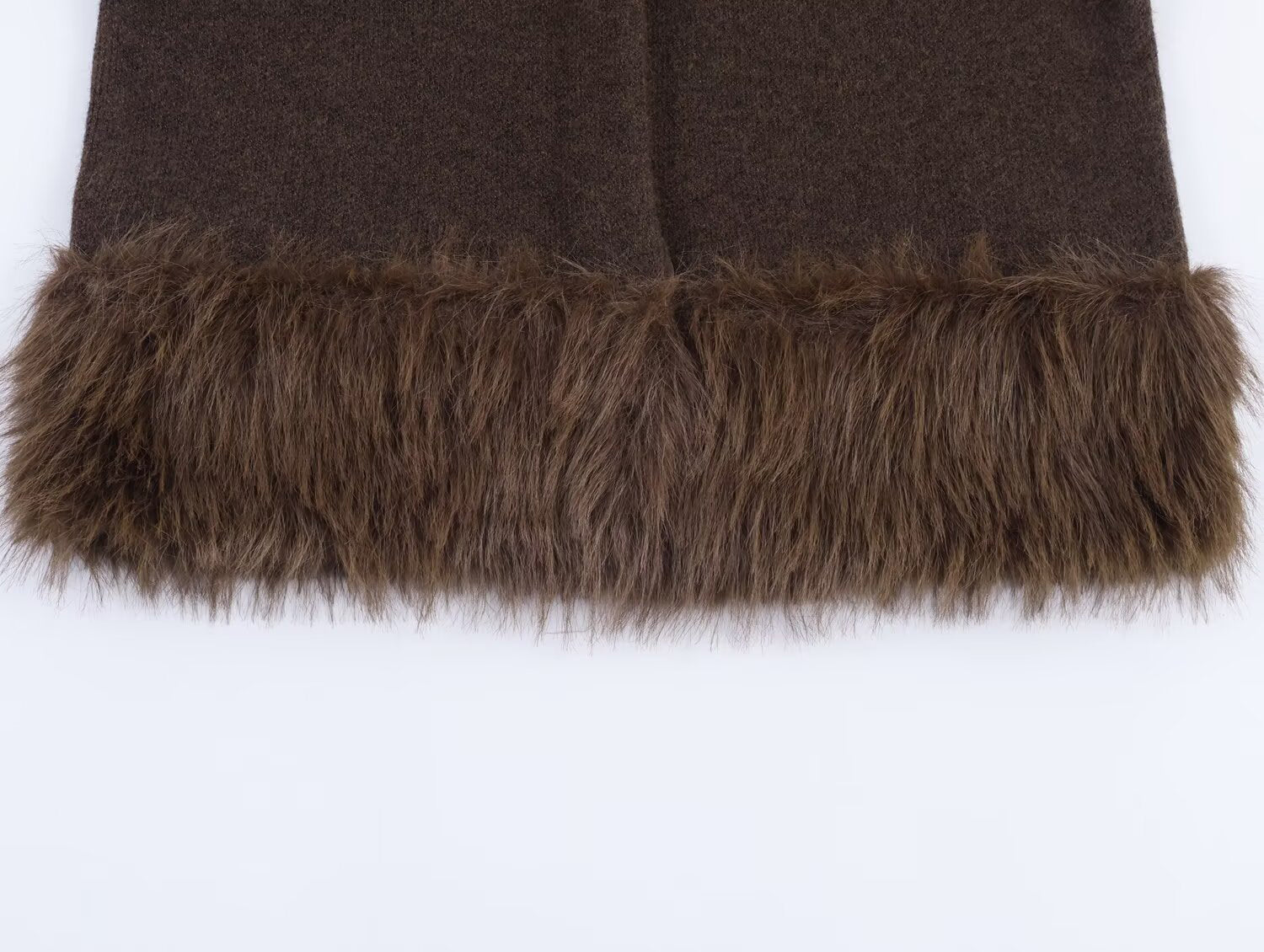 Wollkleid Damen | Elegantes Kleid mit Kunstfellsaum