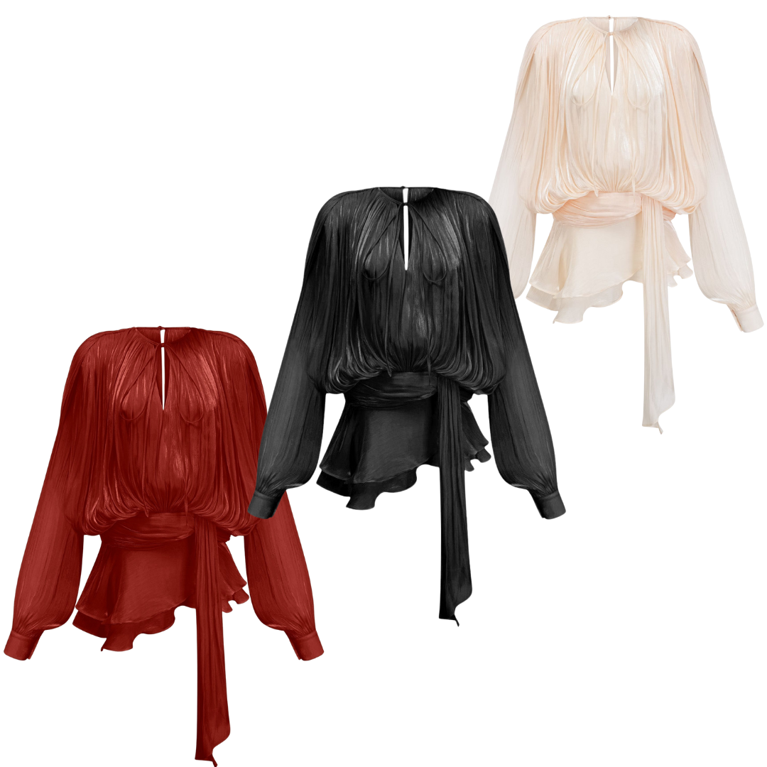 Alaia Elegance – Fließendes Kleid mit langen Ärmeln