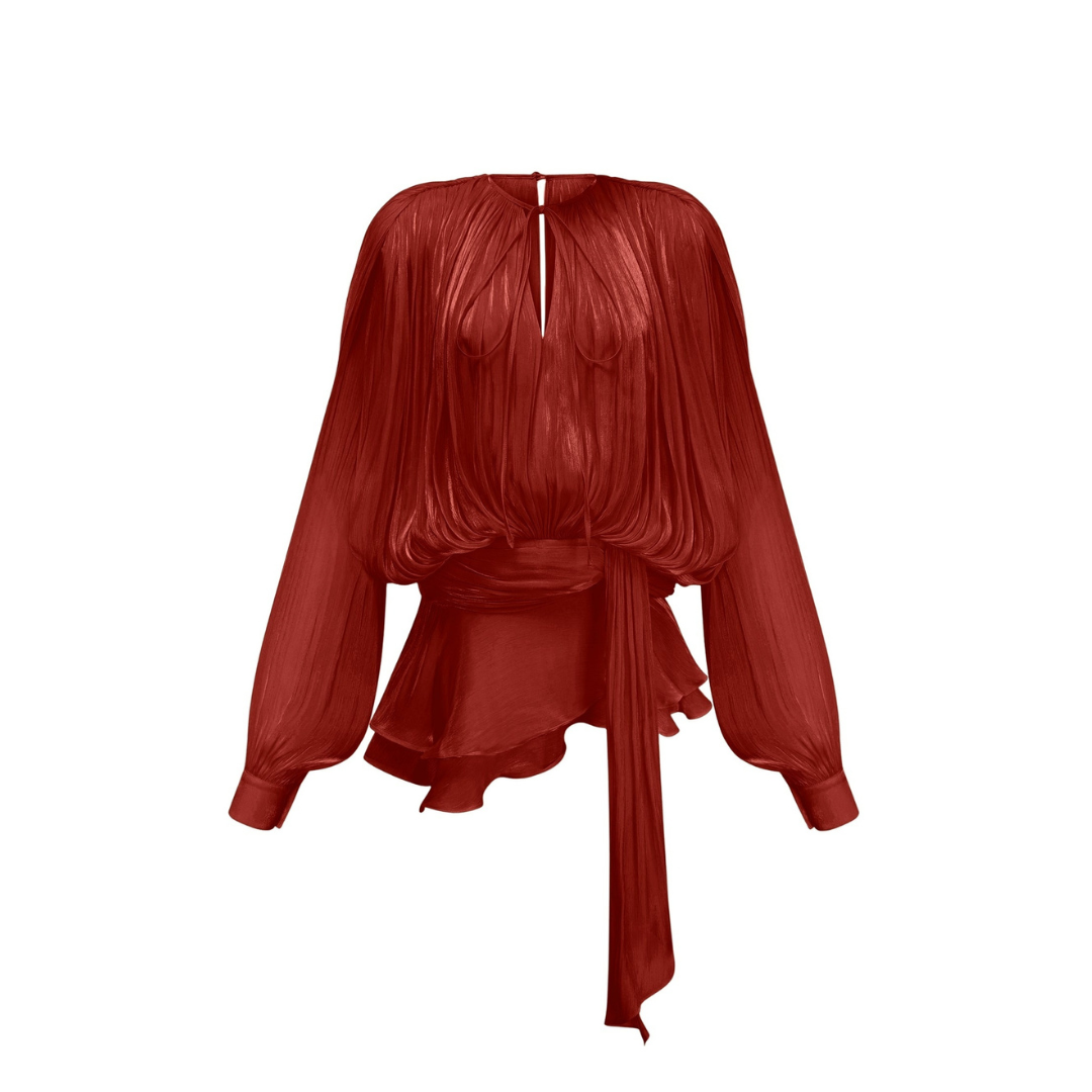 Alaia Elegance – Fließendes Kleid mit langen Ärmeln