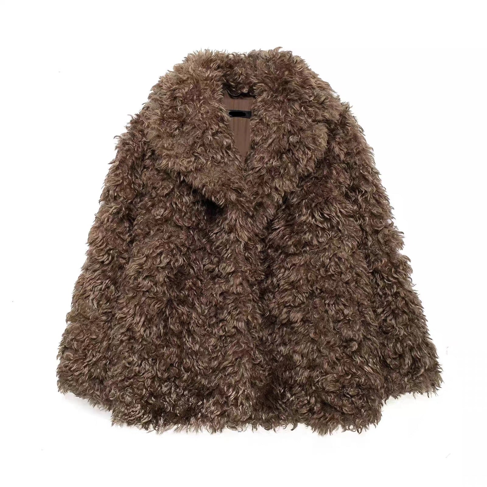 Kuscheliger Teddy-Mantel in Braun | Faux Fur Mantel Damen
