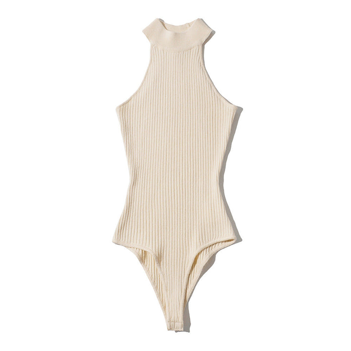 Ärmelloser Body Damen | Slim-Fit Rippenbody mit Stehkragen