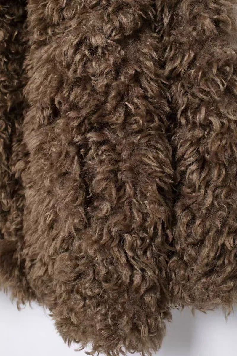 Kuscheliger Teddy-Mantel in Braun | Faux Fur Mantel Damen