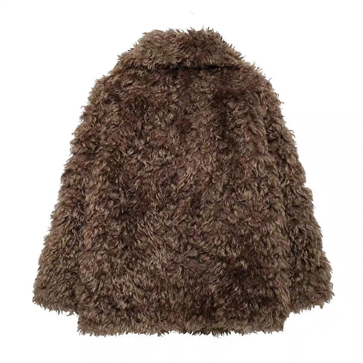 Kuscheliger Teddy-Mantel in Braun | Faux Fur Mantel Damen