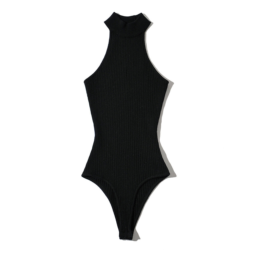 Ärmelloser Body Damen | Slim-Fit Rippenbody mit Stehkragen