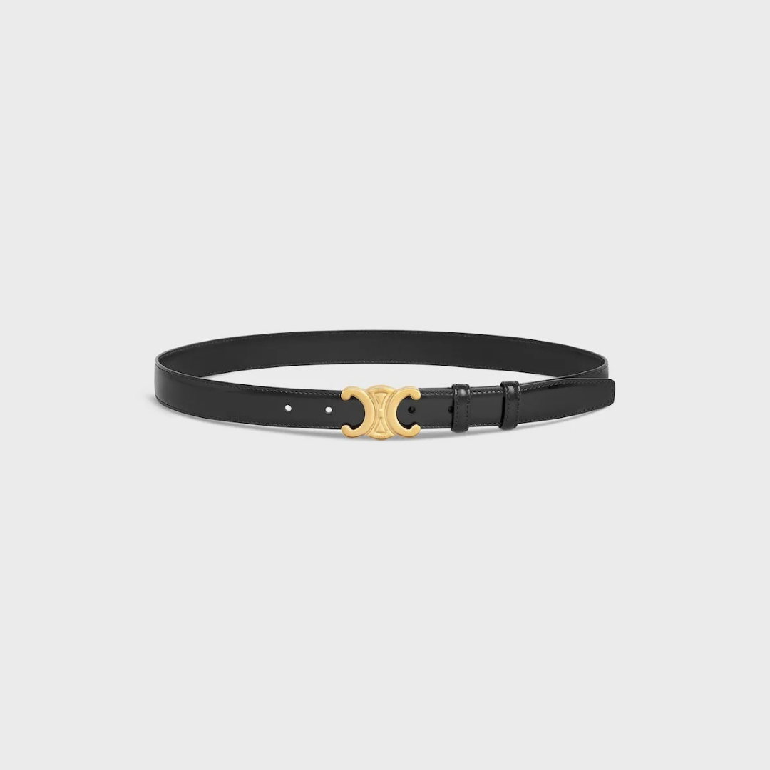 Schmaler Gürtel Damen | Schwarz & Braun mit eleganter Goldschnalle