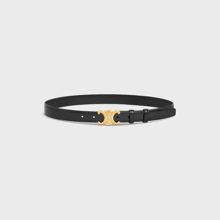 Schmaler Gürtel Damen | Schwarz & Braun mit eleganter Goldschnalle