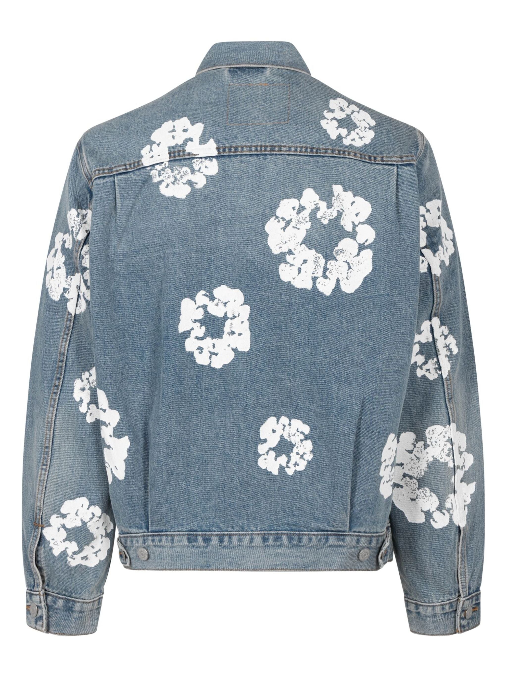 Vintage Jeansjacke Damen | Denim-Jacke mit Blumenprint