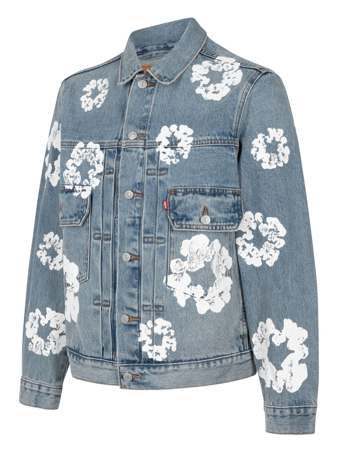 Vintage Jeansjacke Damen | Denim-Jacke mit Blumenprint