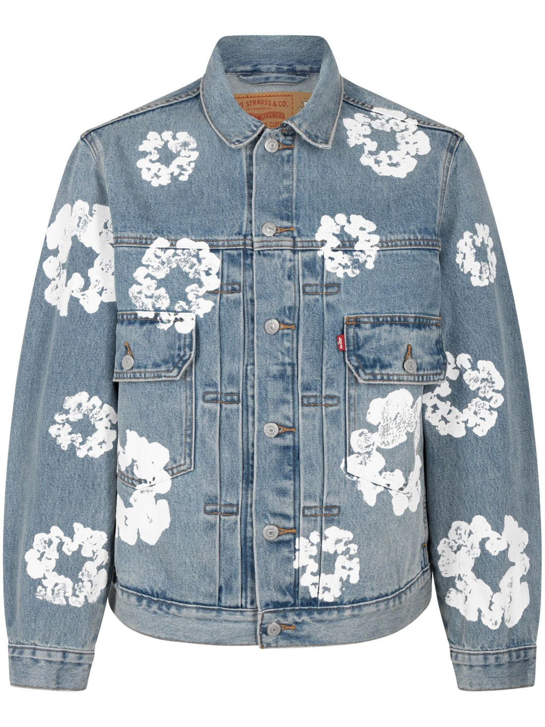 Vintage Jeansjacke Damen | Denim-Jacke mit Blumenprint