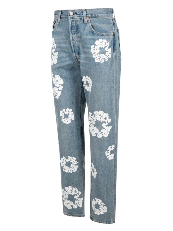 Vintage Jeans Damen | Denim mit Blumenprint