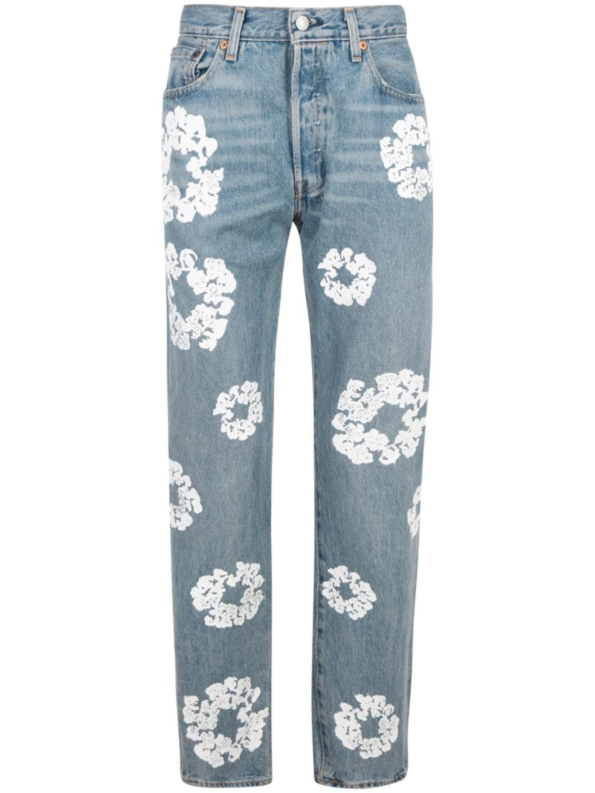 Vintage Jeans Damen | Denim mit Blumenprint