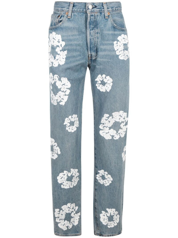 Vintage Jeans Damen | Denim mit Blumenprint