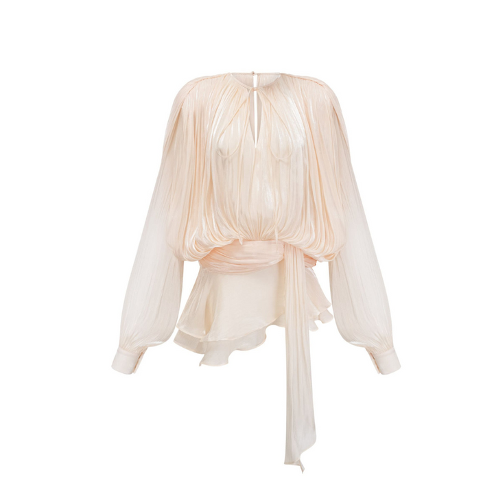 Alaia Elegance – Fließendes Kleid mit langen Ärmeln