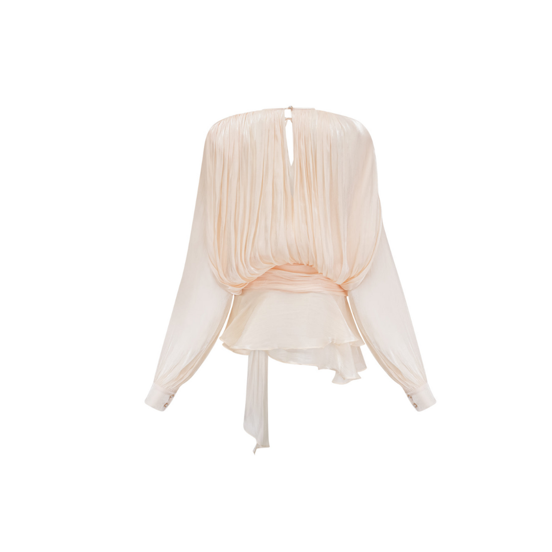 Alaia Elegance – Fließendes Kleid mit langen Ärmeln