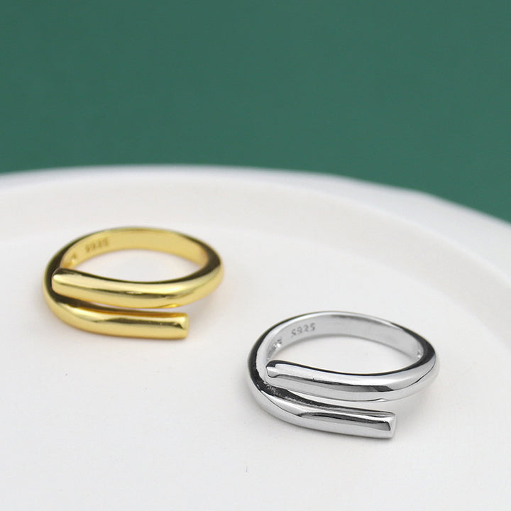 Eleganter offener Wickelring aus vergoldetem 925er Sterlingsilber