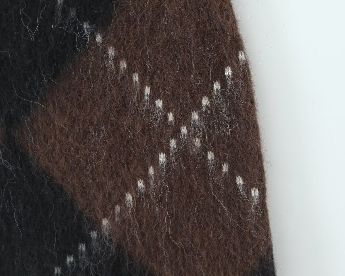 Strick-Set Damen | Pullover & Rock im Argyle Design