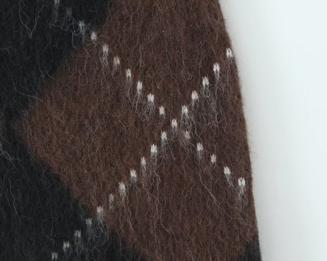 Strick-Set Damen | Pullover & Rock im Argyle Design