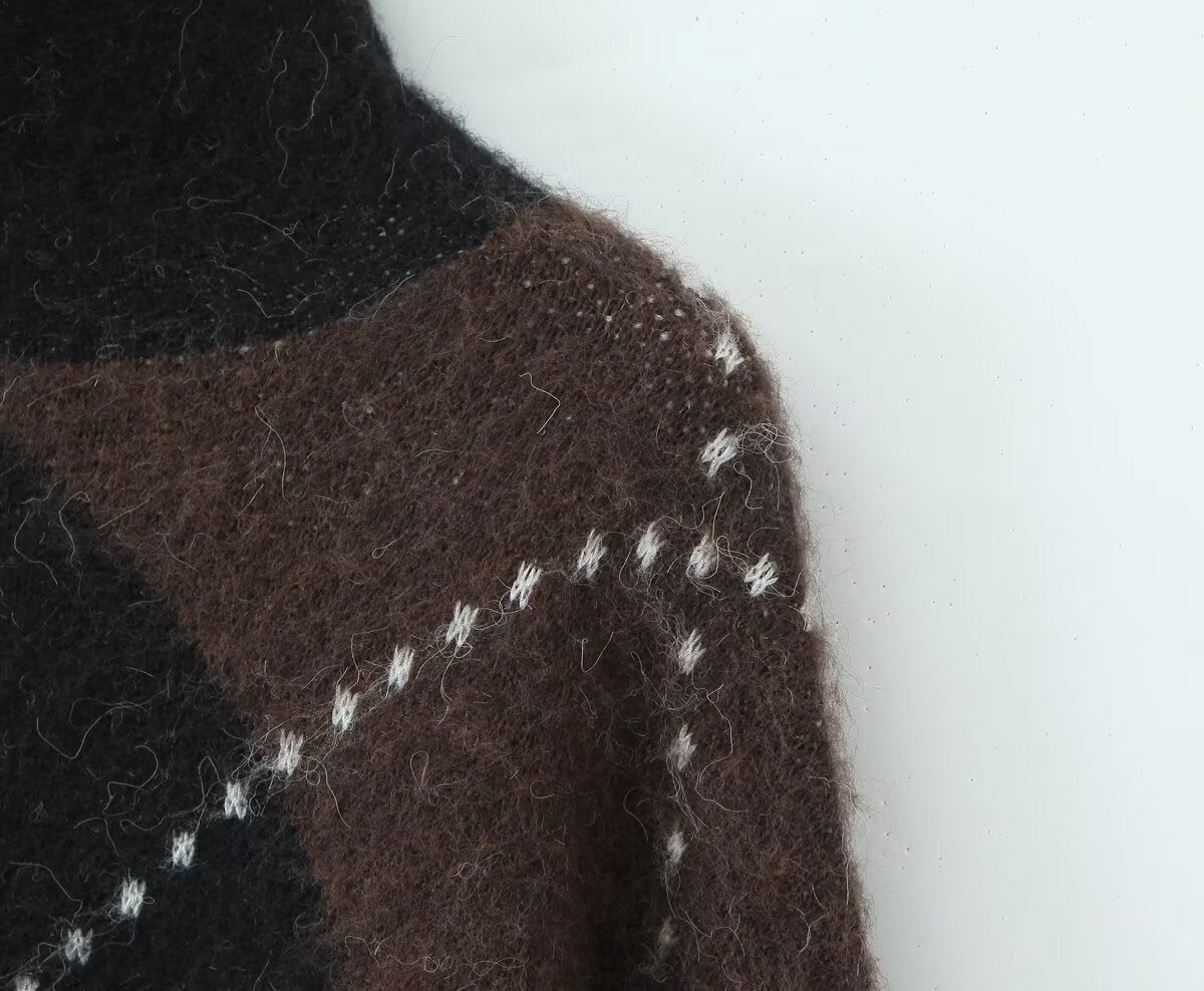 Strick-Set Damen | Pullover & Rock im Argyle Design