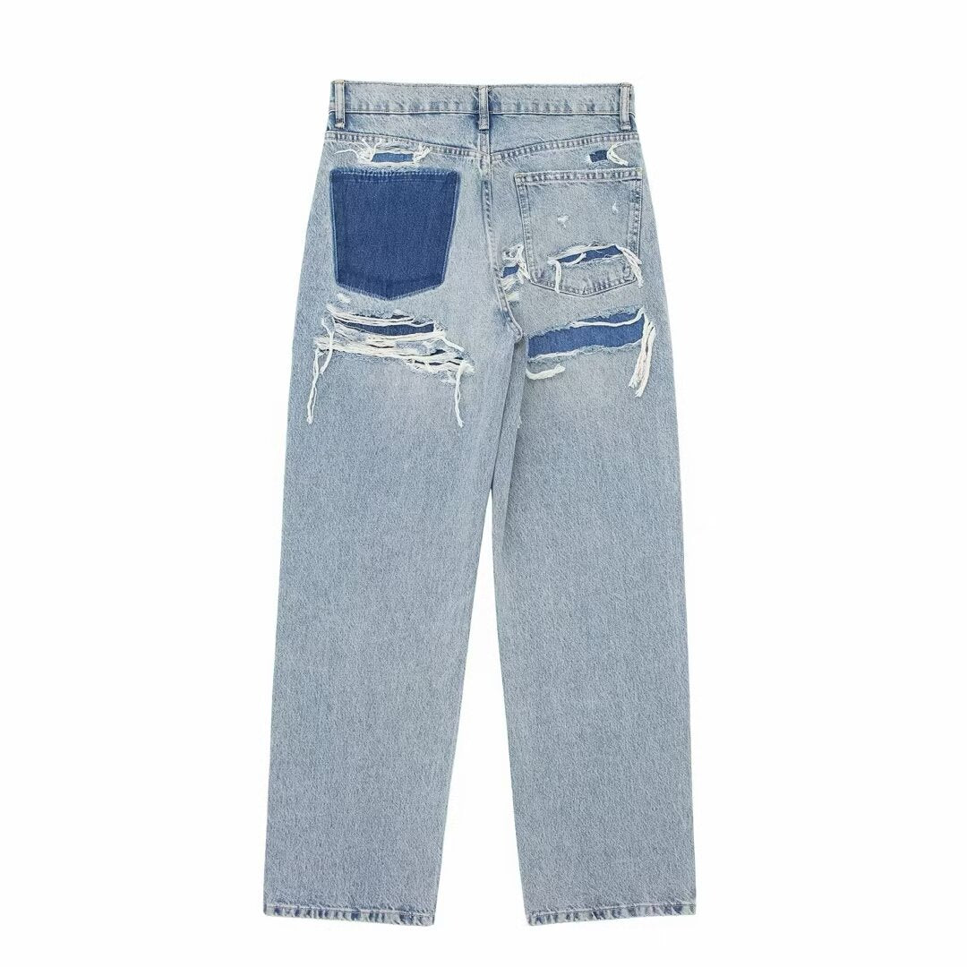 Light Blue Straight Jeans Damen | Vintage Look
