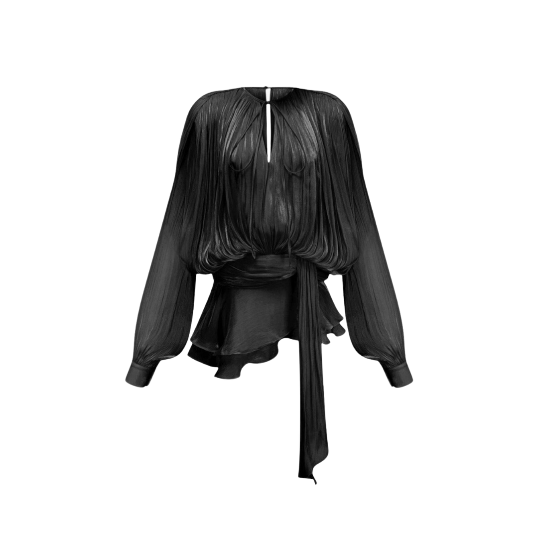 Alaia Elegance – Fließendes Kleid mit langen Ärmeln