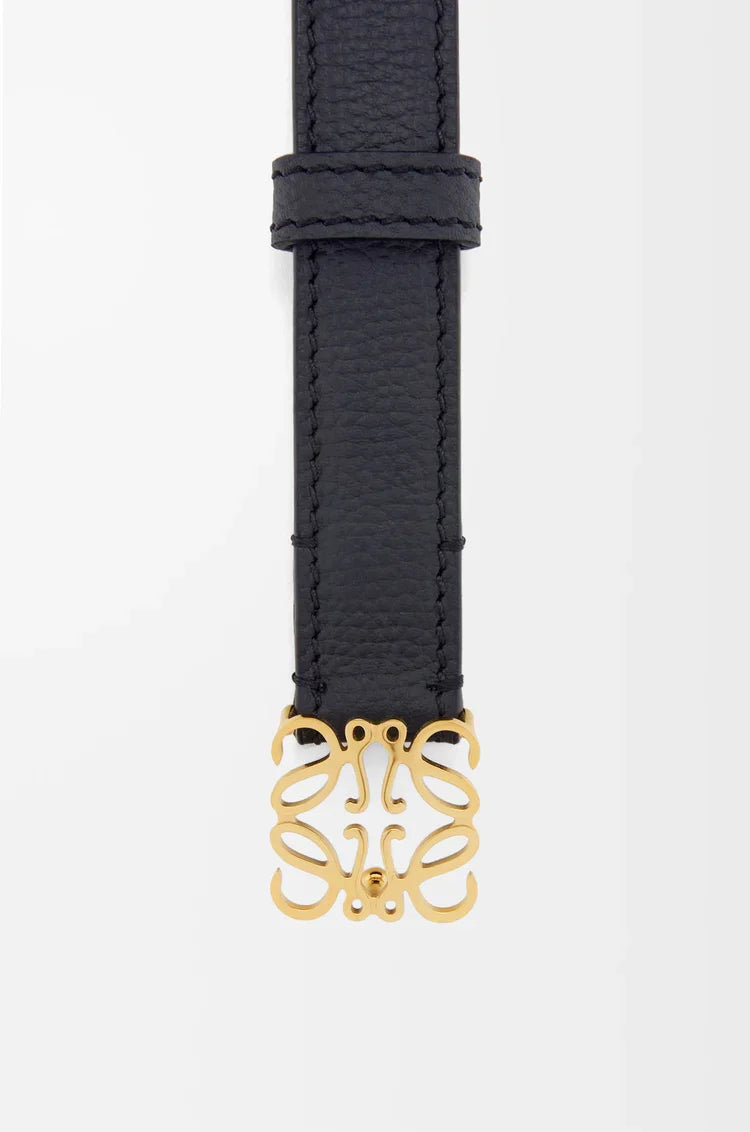 Schmaler Gürtel Damen | Schwarz & Braun mit goldener Logo-Schnalle